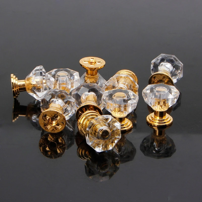 10Pcs/Set Diamond Shape Crystal Glass Cabinet Knob Drawer Pull Handle for Jewelry Box