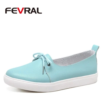 

FEVRAL Brand Woman Flat Shoes Shallow Mouth Ladies Nurse Shoes Fashion Ladies Candy Colors Casual Shoes Leather Ballet Flats