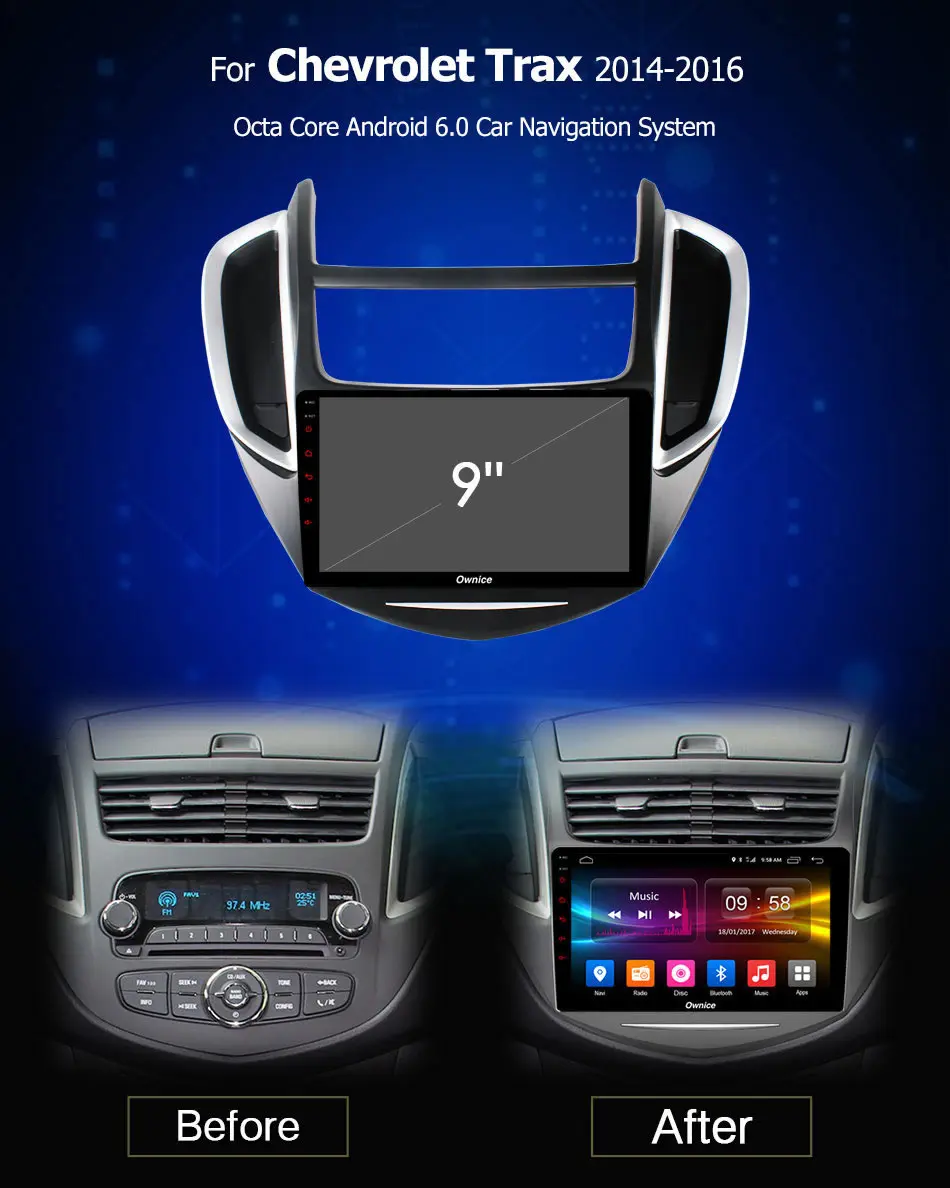 Excellent Ownice c500+ Android 8.1 For Chevrolet Trax 2014-2016 Car DVD Player 2GB RAM 4G LTE WIFI BT GPS map RDS Radio camera TPMS OBD TV 0