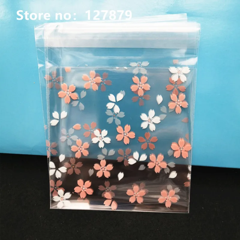 

100Pcs Flowers Plastic Bags Cookie&Candy Bag Self-Adhesive For Wedding Birthday Party Gift Bag Biscuit Baking Packaging Bag
