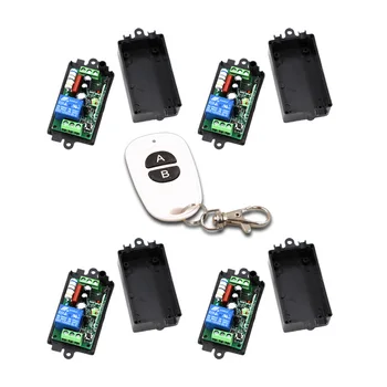 

Safe AC110V 220V 1CH Lamp Intelligent Wireless Remote Control Switch System 1Transmitter and 4Receiver 315/433mhz