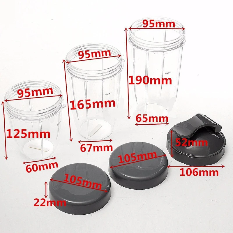 3pcs/lots Cups 32oz Colossal +24oz Tall&Small Cup +3 Lids Set For Nutribullet Blender
