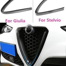 Углеродное волокно стиль для Alfa Romeo Stelvio Giulia аксессуары для автомобильных головок решетки V рамка декоративная отделка наклейка логотип крышка стиль