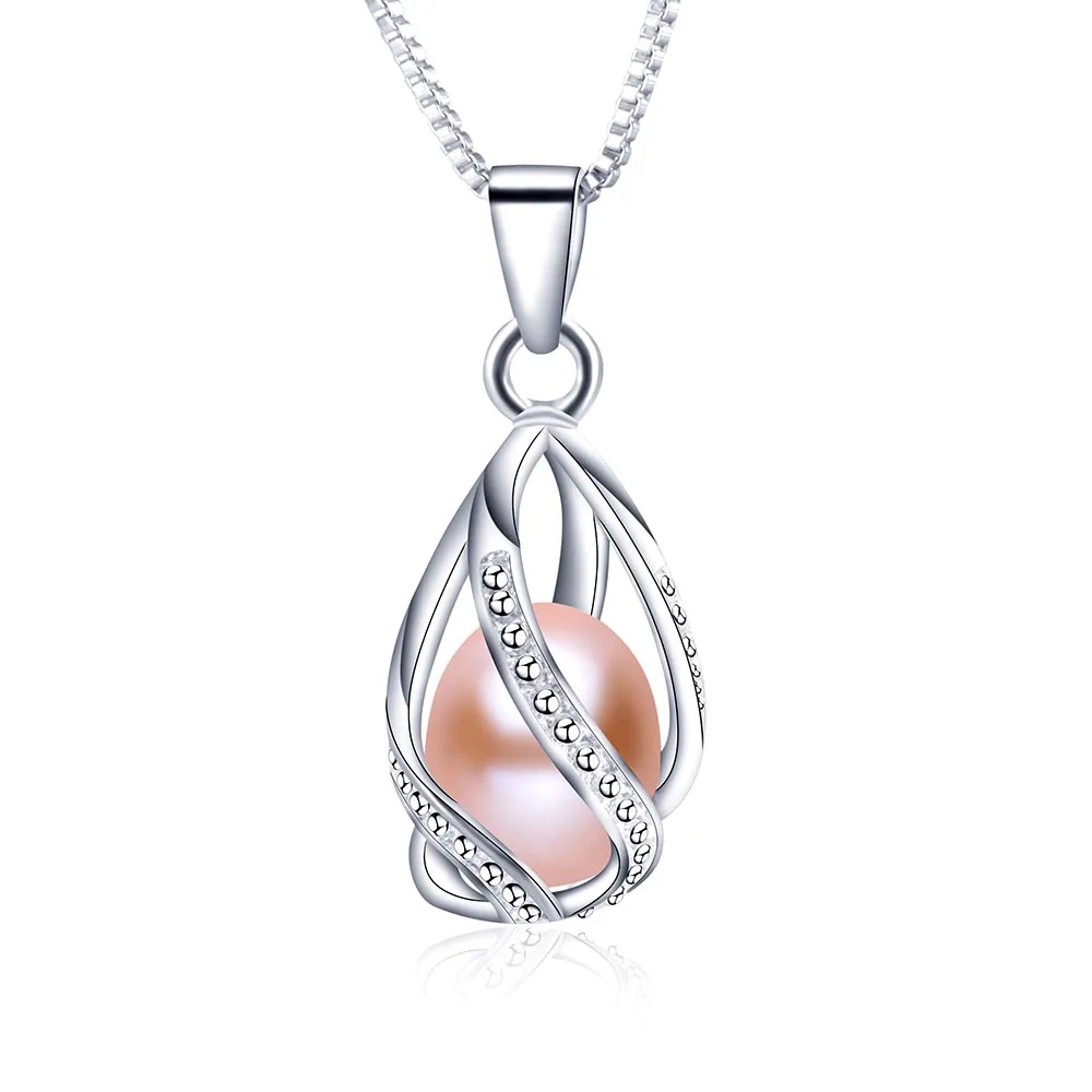 pink pearl Натуральный пресноводный жемчуг подвеска в клетку для женщин серебро 925 ювелирные изделия белое жемчужное ожерелье с 45 Чиан - Цвет камня: pink pearl