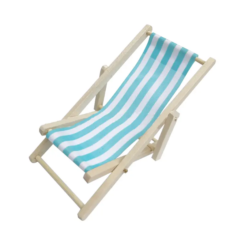 1:12 Scale Foldable Wooden Deckchair Lounge Beach Chair For Lovely Miniature For Small Dolls House Color In Green Pink Blue - Цвет: Светло-серый