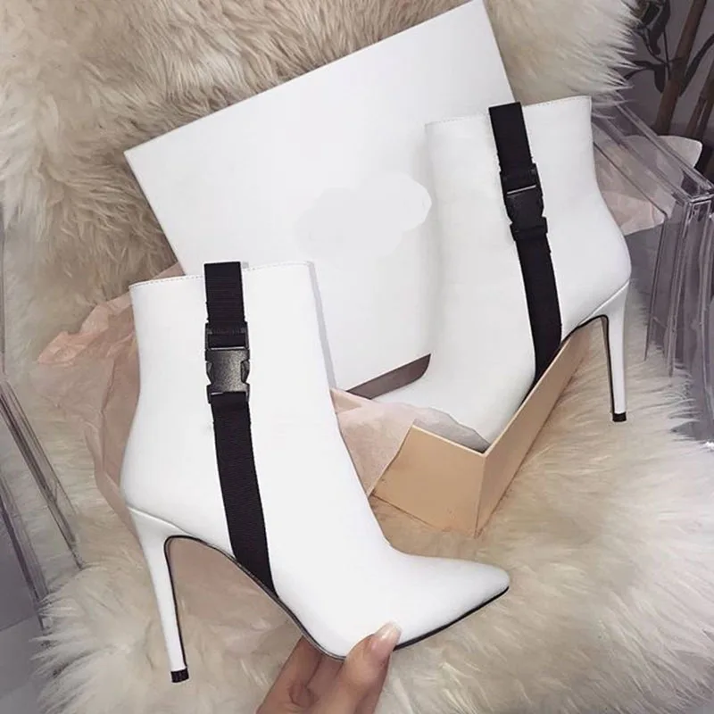 

LTARTA 2019 Women Point Toe Boots High Heels Short Boots Fall and Winter Pointy Stilettos High Heels Big Size 42 woman ZL-335-1