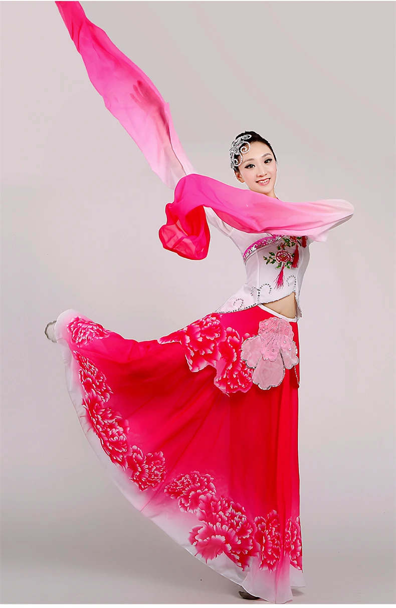 Long sleeves classical dance water sleeves Embroidery Lotus flower