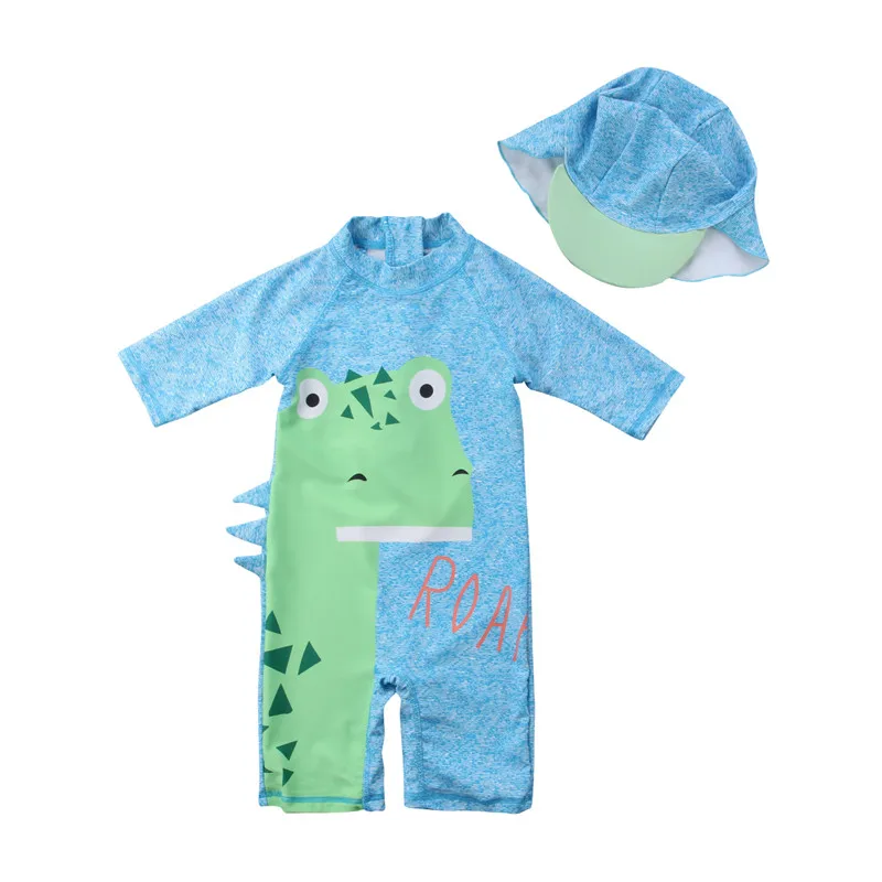 Summer Baby Kid Girl Boy Sun Protective Swimwear Rash Guard Costume Solid Dinosaur Guards Bathing Suit Set Beachwear | Спорт и