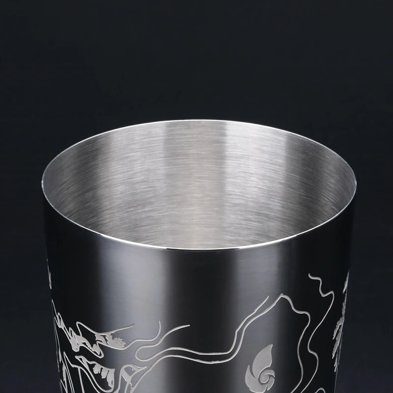 Tanie 550 ml 850 ml kreatywny grawerowanie Shaker 304 Shaker do koktajli ze stali nierdzewnej Bar Shaker Shaker boston narzędzie barowe