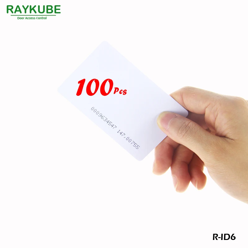 RAYKUBE R-ID6 100 шт./лот 125 кГц RFID ID карта 0,8 мм для контроля доступа и использования часов времени