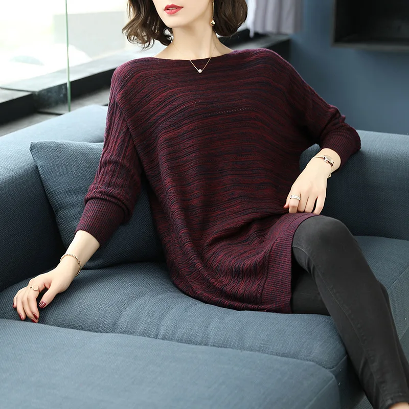 

2019 Spring Women Sweaters Long Sleeve Autumn Winter Female Striped O-Neck Pullove Clothes Loose Size Korean Fashion Sweater