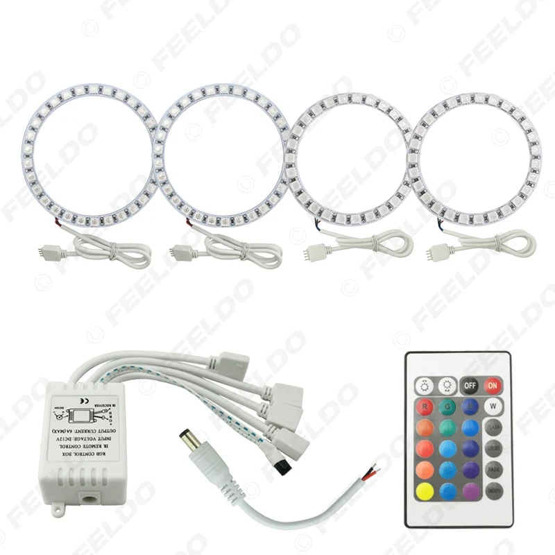 FEELDO 1 комплект Автомобильный RGB светодиодный angel eyes Halo Ring Light Kit беспроводной пульт дистанционного управления для hyundai Sonata(06-07) Многоцветный
