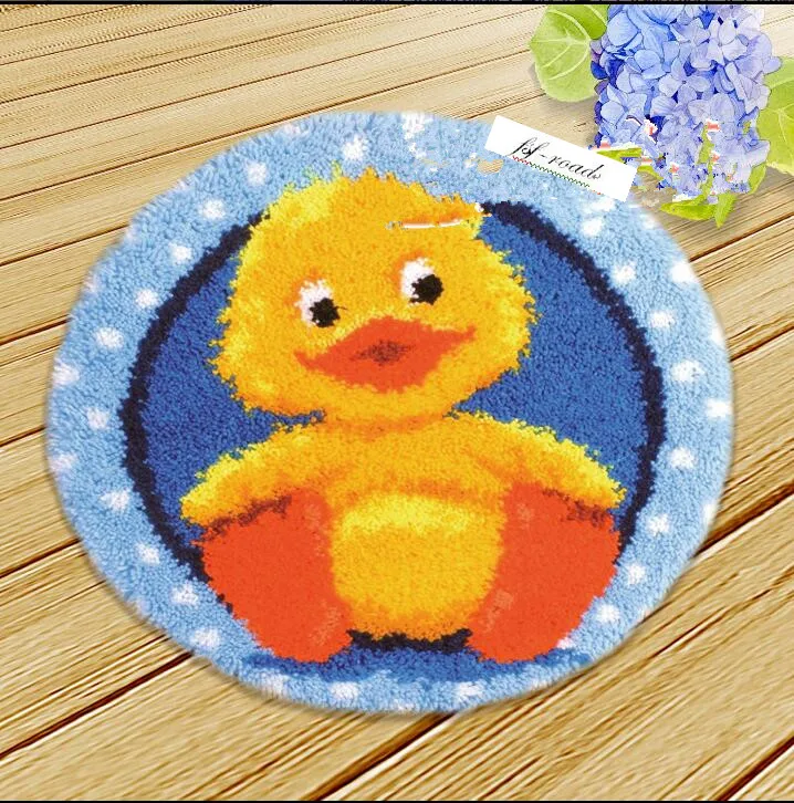 3D Latch Hook Rug Kits DIY Needlework Unfinished Crocheting Yarn Cushion Mat Yellow Duck Embroidery Carpet | Дом и сад