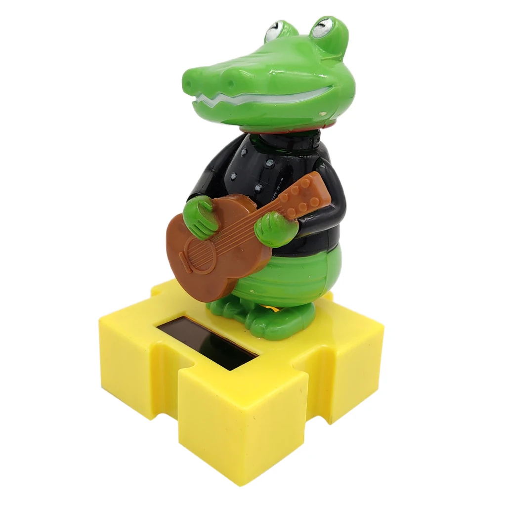 Solar Power Dancing Crocodile Gentleman Model Swing Figure Statue Figurine Kid Science Toy Xmas Gift Home & Car Desk Decor