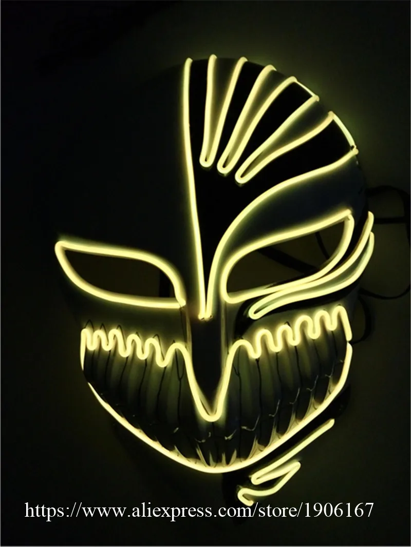 Halloween ghost Slit mouth light up glowing EL wire Cute mask Fashion Cosplay mask Costume mask for party By 3V Steady On Driver17
