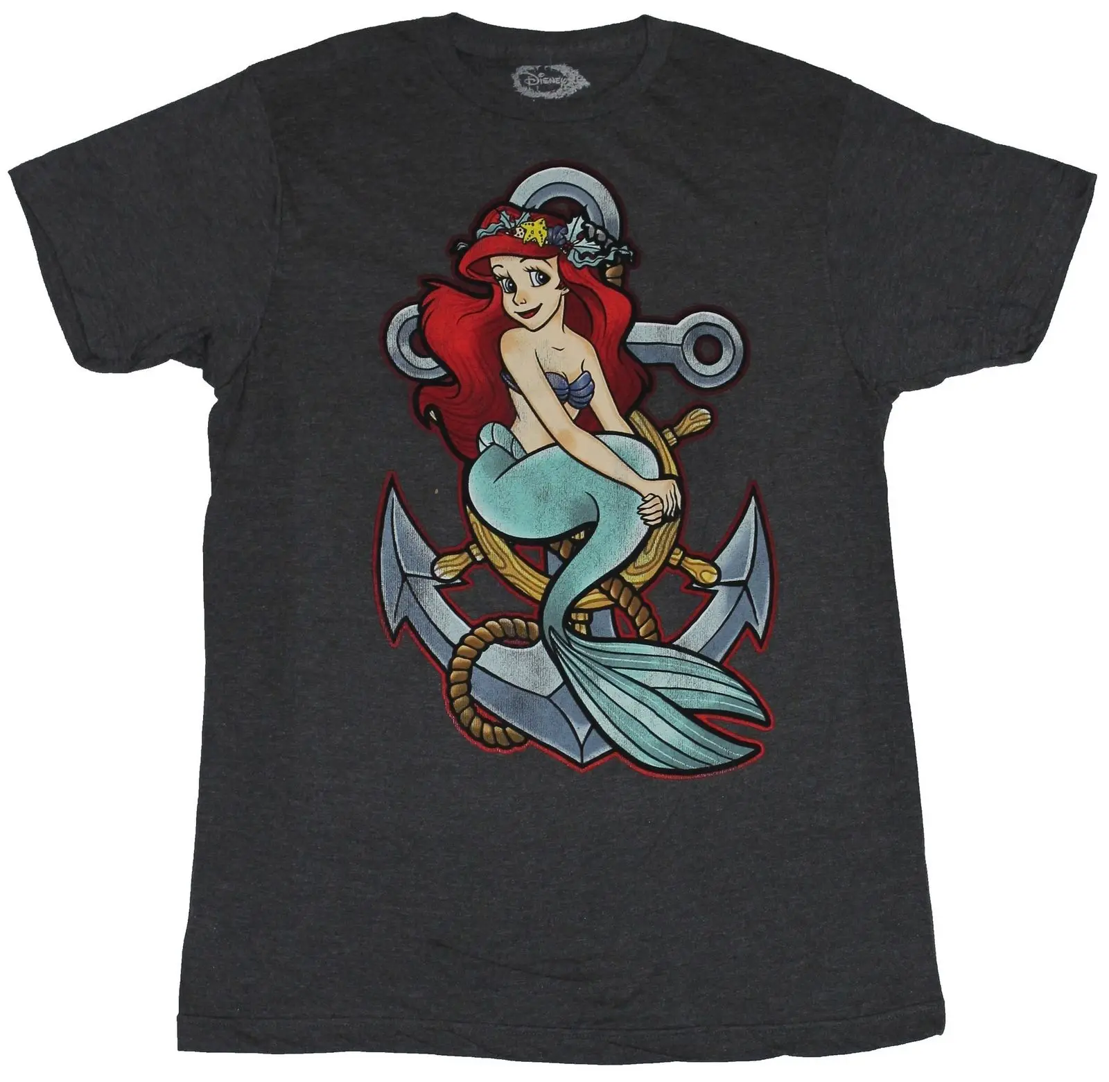 The Little Mermaid Mens T Shirt Ariel Colorful Image on Anchor Cartoon