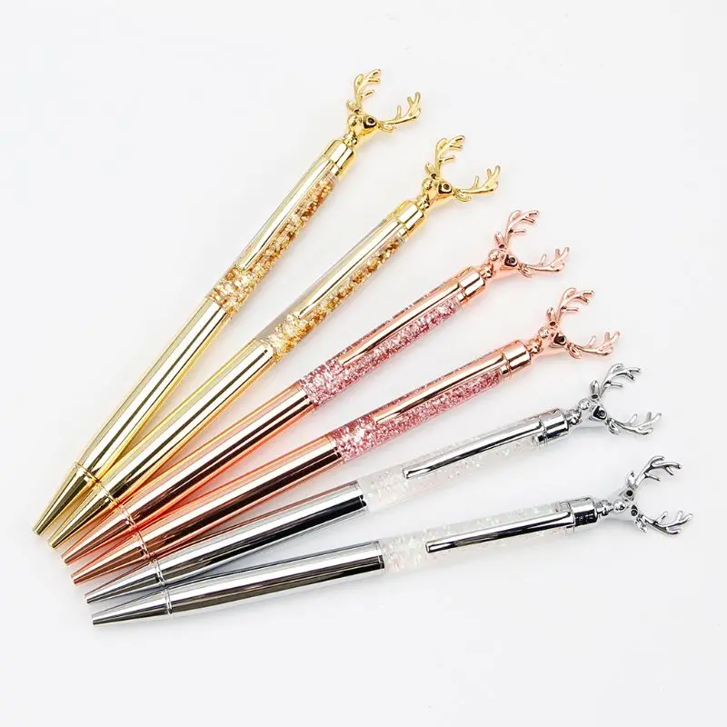 0.7mm Luxury Deer Head Ballpoint Pen Flow Oil Metal High-grade Signature Pens Stationery School Office Supplies Christmas Gift