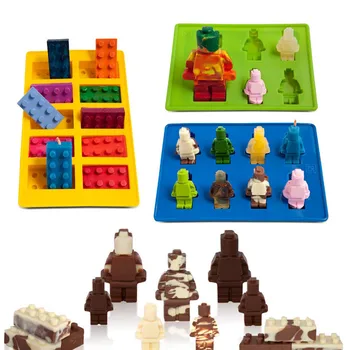 

Funny 3Pcs Different Shaped Lego Silicone Cake Mold Robot Candy Chocolate Block Ice Cube Tray Building Bricks Jelly Cake Mould