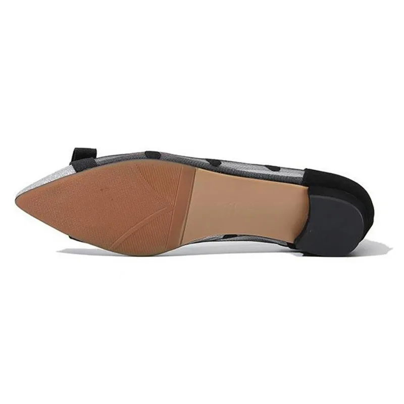 New 2019 Sexy Bow Pointed Toe Women Lace Flats Fashion Breathable Women Flat Summer Shoes Polka Dot Ladies Casual Ballet Flats (5)