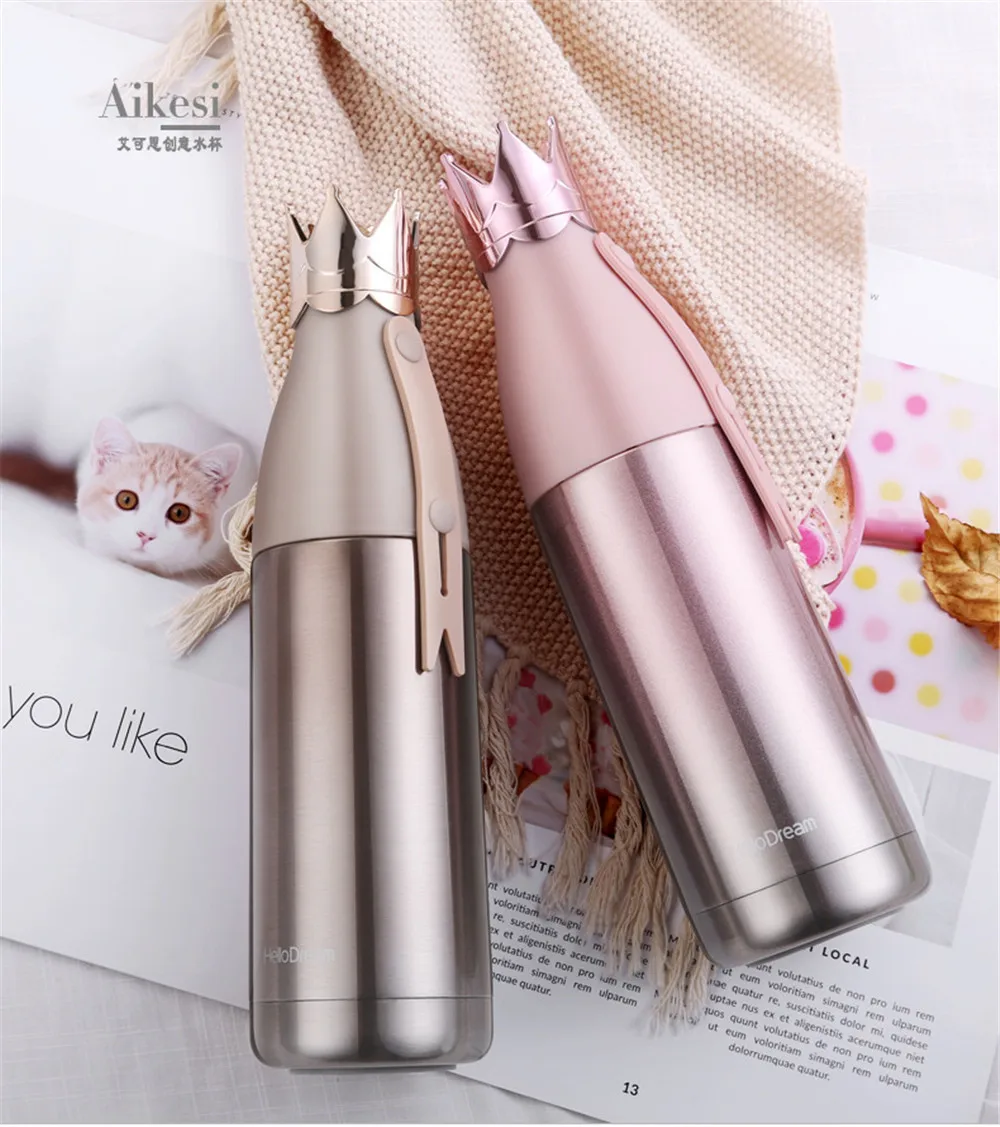 Portable warmth Crown Water Bottle Outdoor Mug Cup Travel Bottles Vacuum Cup Child School Therm Home and Garden Tool Supplies