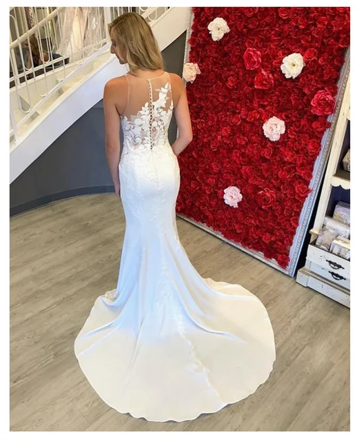 Lorie Lace Wedding Dress 3d Flowers 2019 Simple Mermaid Beach