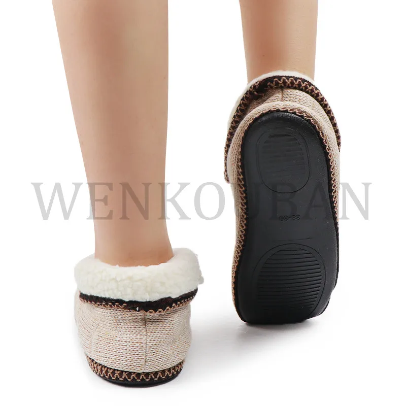 Slippers For Women Plush Indoor Shoes Furry Slides Ladies Winter Home Slippers Femme Print Knitted Furry Slide Chanclas De Mujer