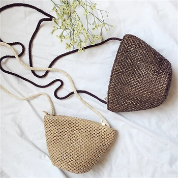 

2017 Bohemian Beach Bag for Women Cute Handmade Straw Bags Summer Vacation Handbags Drawstring Basket Bag Travel Tote
