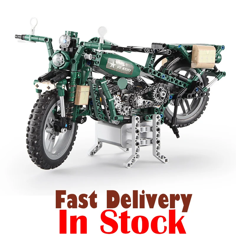 

Legoing Military Motorcycle Power Function Technic 550pcs Scale Model Motor Building Block Brick Toys for Children Kids Gifts
