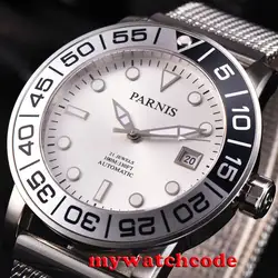 42 мм Parnis серебряный циферблат сапфировое стекло 21 jewel Miyota Автоматическая Мужские часы P531