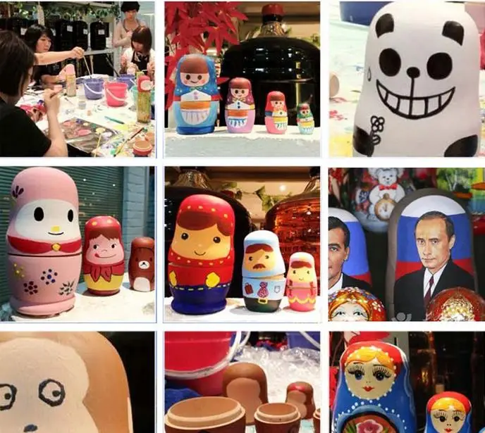 5pcs Unpainted DIY Blank Wooden Embryos Russian Nesting Dolls