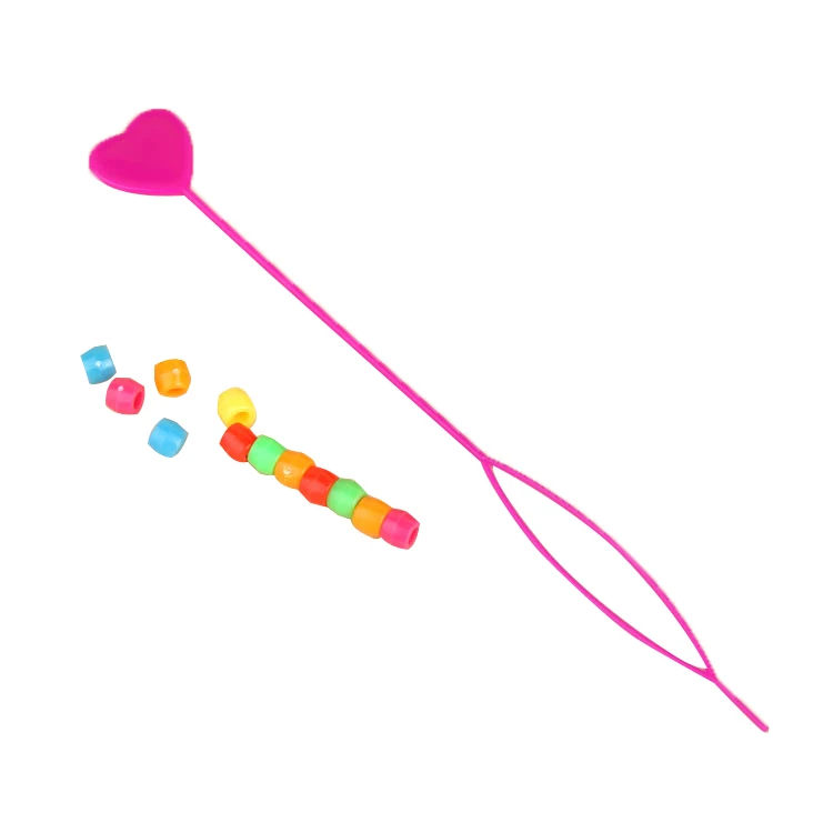 Lady Colorful Plastic Beads Decor Hair Braid Pink Ponytail Maker Styling Tool
