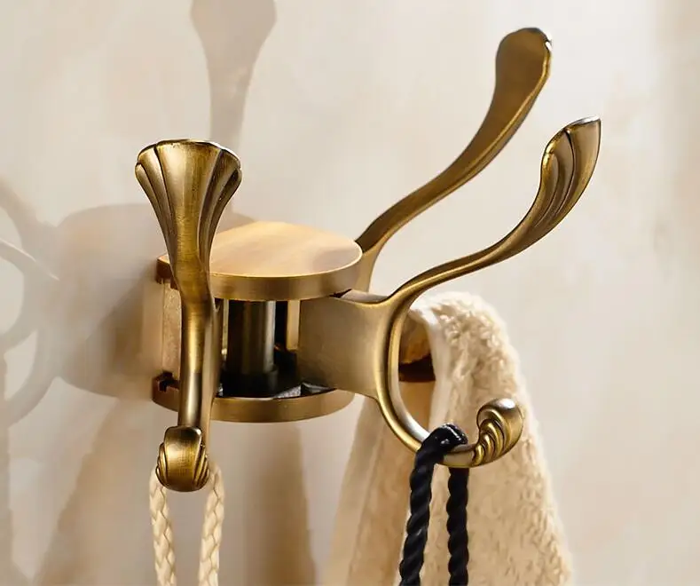 Вращения три Крючки золото стены вешалка ткань крюк стены крючок для Ванная комната аксессуар вешалка