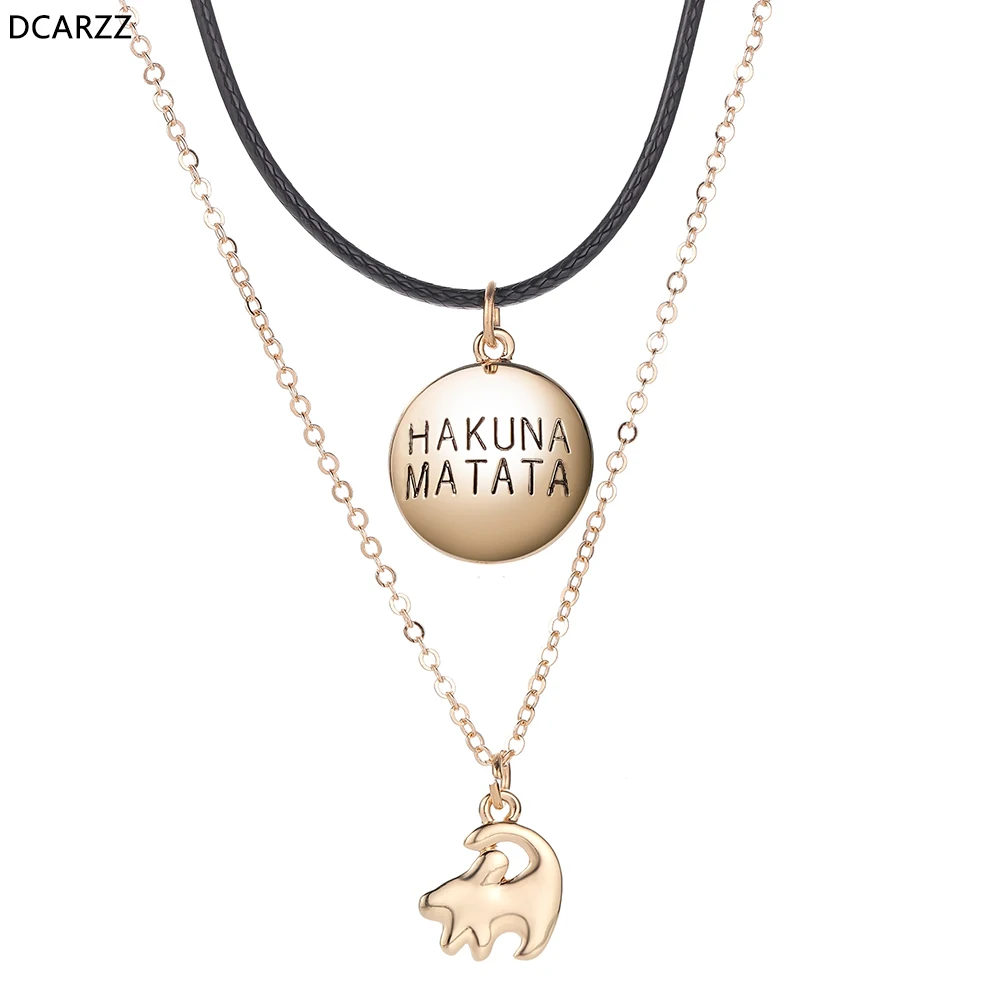 

2019 Lion King Simba Layers Necklace Cartoon Jewelry Gift Women Accessories Gold Chain Necklaces Hakuna Matata Pendant Wholesale