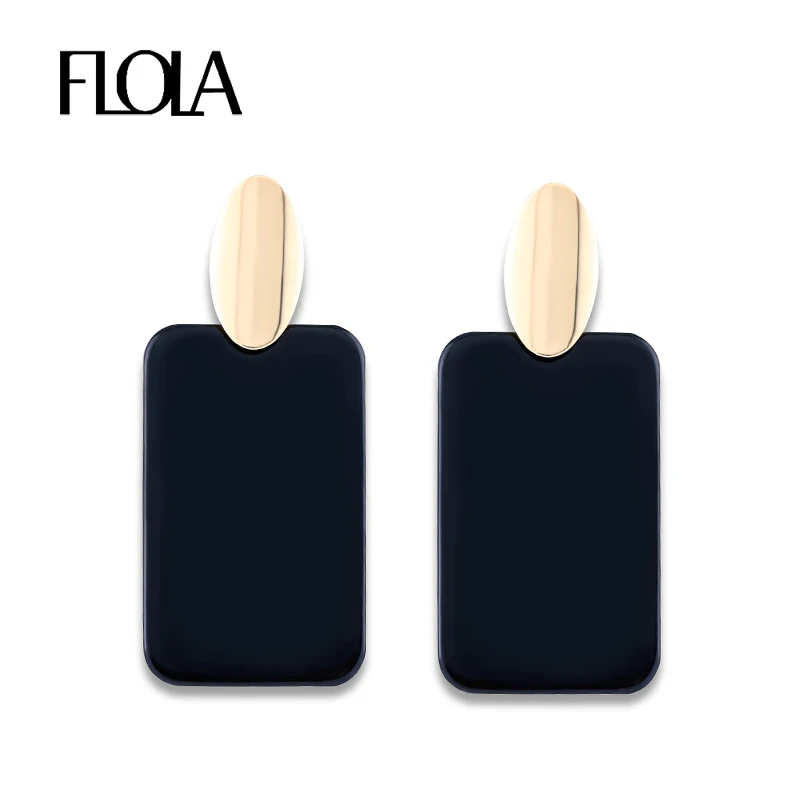 

FLOLA 2019 Gold Metal Alloy Pendientes Resin Earrings for Women Statement Acrylic Geometric Candy Drop Earring Brincos ersn07