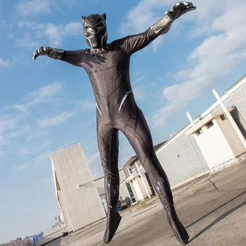 

2018 Adult Black Pantora Cosplay Costume Halloween Costume Carnival Superhero Black Panther Black Mono Mask On Order