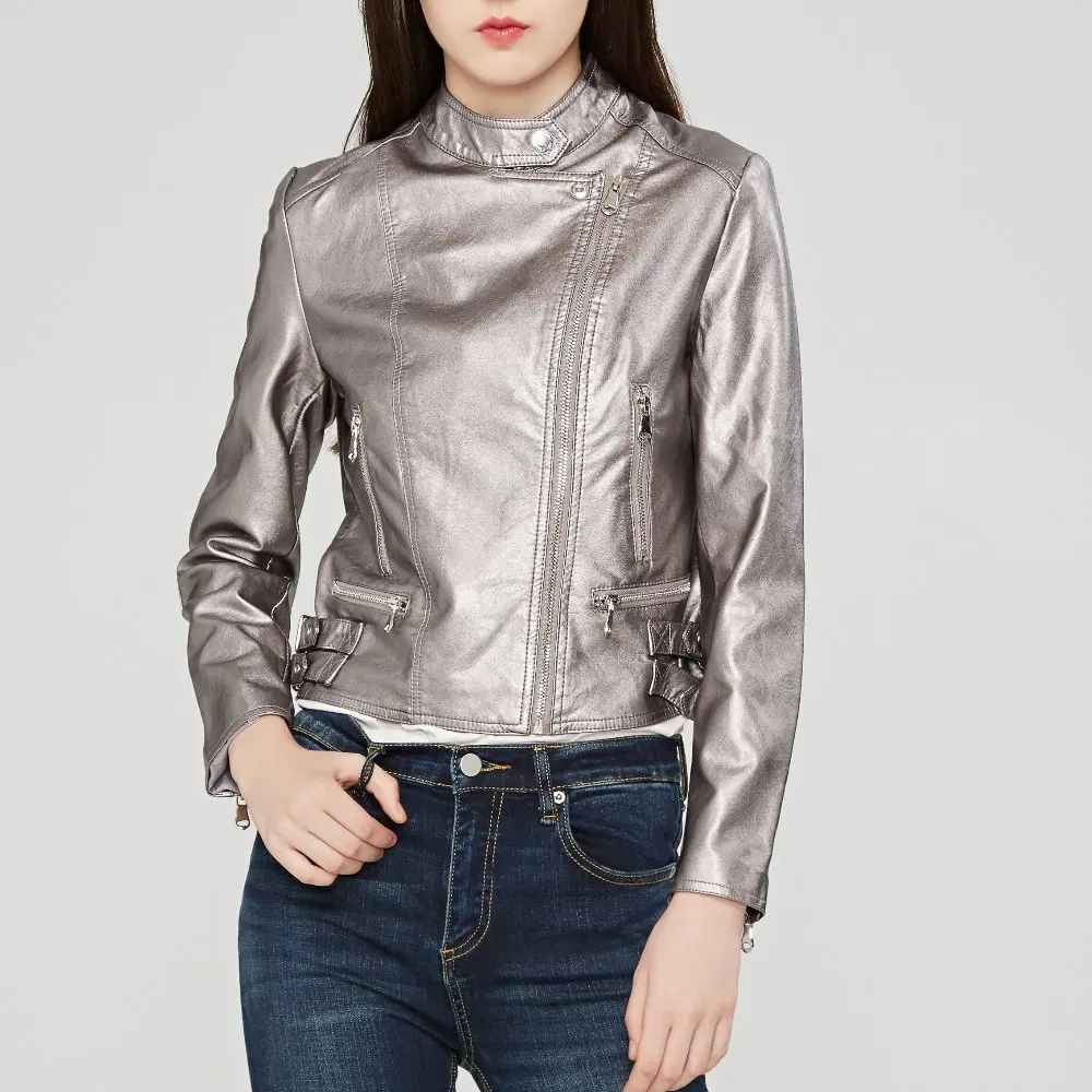Fashion mandarin collar womens jackets black pink wine red