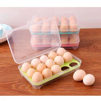 

Hot 15 Grid Single Layer Egg Box Food Container Organizer Boxes for Multifunctional Stackable Crisper Kitchen Egg Storage Box