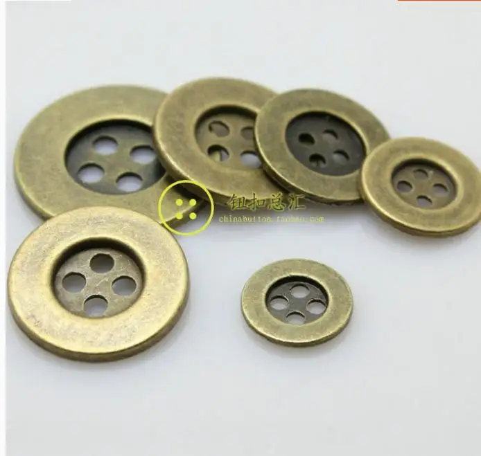

Plating Pure copper bronze Metal wraparound 4-holes button flatback coat buttons 100pcs/lot free shipping