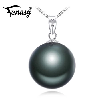 

FENASY 18K Gold pendant 10-11mm round Black pearl Tahitian pearl Jewelry necklaces bohemian pendants send s925 silver necklaces