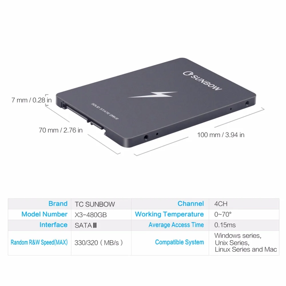 TC-SUNBOW Новое поступление 480 ГБ 2,5 дюйма SSD HDD SATA3 Внутренний твердотельный накопитель для настольного ноутбука