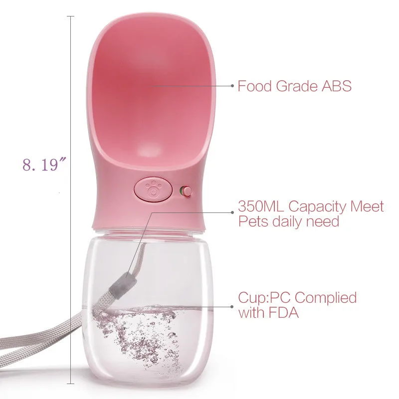 DOGBABY 350 мл/500 мл портативная бутылка для воды для собак, для путешествий, для щенков, кошек, миска для питья, для улицы, для домашних животных, для выдавливания воды, дозатор