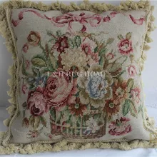 10 к 1" х 16" Victroial конструкции ручной работы шерсть игольная Подушка розы подушки без вставок