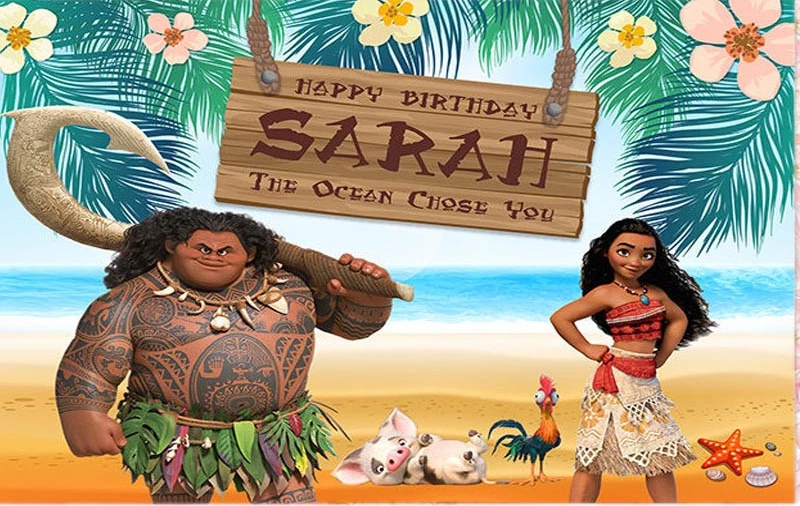 Sensfun девушки Моана день рождения фон 7x5ft Waialiki Мауи вечерние события баннер новорожденных Фотостудия