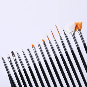 

15Pcs/set Acrylic UV Gel Polish Nail Brush Kit Pink White Dotting Painting Tips Dust Clean Builder Pen Nail Art Design Tools