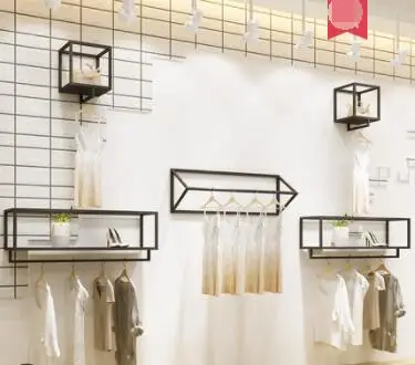 

Clothing store display stand wall decoration shelf put clothes shelf children's clothes hanger wall hanging matt black