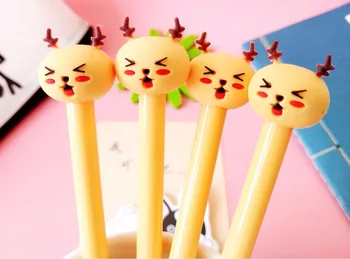 

new creative deer style gel pen cute cartoon stationery prize kawaii office writing student pen needle black ink pen 0.5mm 48pc