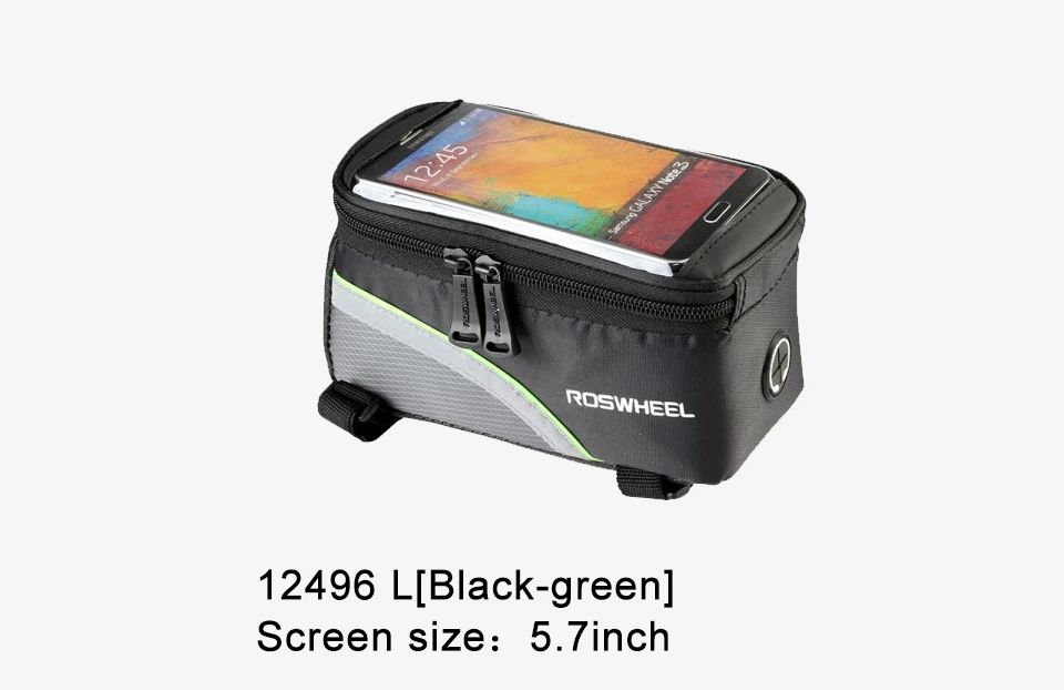 Flash Deal ROSWHEEL Bicycle Bags Frame Front Head Top Tube Waterproof Bike Bags&Double IPouch Cycling For 5.5-6.2 in Cell Phone Touch 4