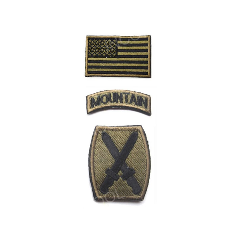 

3D Embroidery Patch US Flag Mountain Sword Patches US Army Tactical Military Morale Patches Emblem Appliques Embroidered Badges
