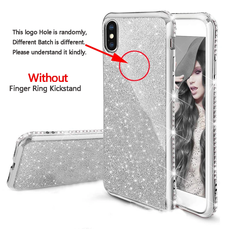 case for iphone 8 Glitter Bling Diamond Plating Soft TPU Cover For iPhone 11 12 XS Max XR X 6S 6 7 8 Plus 360 Rotating Finger Ring Kickstand Case case for iphone 7