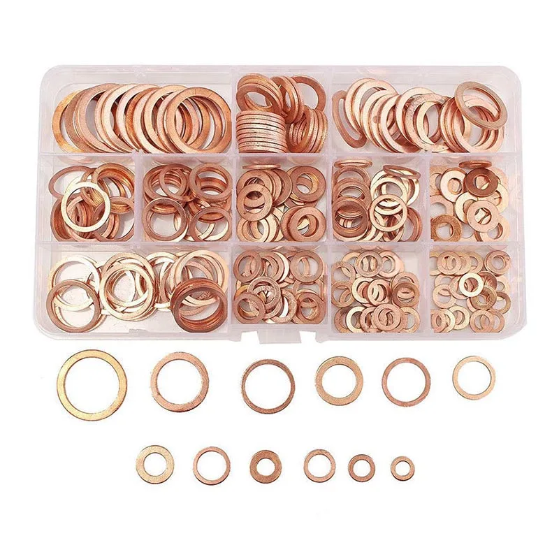 

280Pcs/Set Seal Assortment Set Copper Washer Gasket Nut Oil Copper Rings Discs SLC88